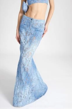 ERMANNO SCERVINO Long Denim Skirt With Devore Floral Motif -Angelina Store D462O714QMV S4217 04 4dc7bd17 165b 4c2e aa81 6305d994d2c0