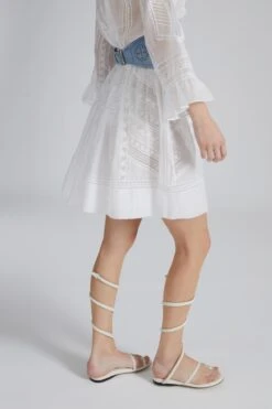 ERMANNO SCERVINO Short Skirt In Cotton Muslin With Valencienne Lace Details -Angelina Store D462O721CSJGE 14800 05