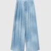 ERMANNO SCERVINO Light Denim Print Marocain Palazzo Trousers With Drawstring -Angelina Store D462P301EMY S4217 01