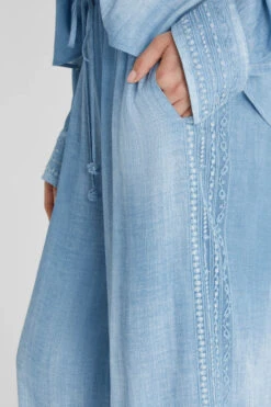 ERMANNO SCERVINO Light Denim Print Marocain Palazzo Trousers With Drawstring -Angelina Store D462P301EMY S4217 05