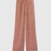 ERMANNO SCERVINO Pure Silk Crepe De Chine Palazzo Trousers With Tie Print -Angelina Store D462P302QBK S4626 01