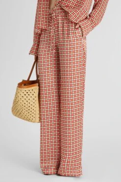 ERMANNO SCERVINO Pure Silk Crepe De Chine Palazzo Trousers With Tie Print -Angelina Store D462P302QBK S4626 03