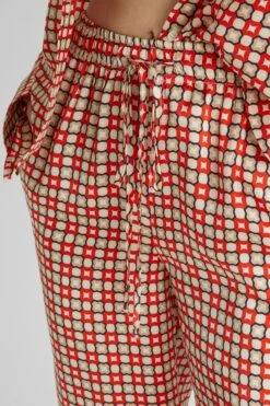 ERMANNO SCERVINO Pure Silk Crepe De Chine Palazzo Trousers With Tie Print -Angelina Store D462P302QBK S4626 05