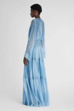 ERMANNO SCERVINO Silk Crepon Long Dress With Tie Dye Shading And Valencienne Lace 10 ERMANNO SCERVINO Silk Crepon Long Dress With Tie Dye Shading And Valencienne Lace -Angelina Store D462Q348CSFWB S4217 04