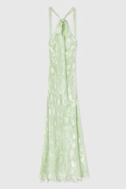 ERMANNO SCERVINO Denim Print Devore Long Dress With American Neckline