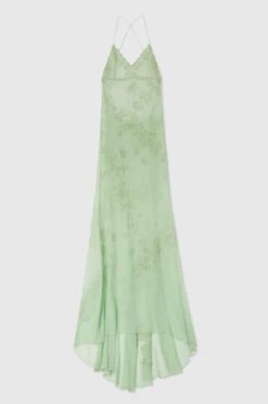 ERMANNO SCERVINO Silk Chiffon Long Dress With Geometric Cut-outs Made And Finished By Hand