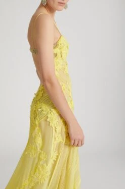 ERMANNO SCERVINO Silk Chiffon Long Dress With Handmade Floral Embroidery -Angelina Store D462Q711FDQYE 20740 03