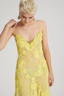 ERMANNO SCERVINO Silk Chiffon Long Dress With Handmade Floral Embroidery -Angelina Store D462Q711FDQYE 20740 04