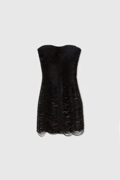 ERMANNO SCERVINO Short Silk Bustier Dress With Crystals And Made With Soutache Technique