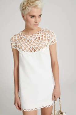ERMANNO SCERVINO Short Flared Dress With Soutache Work On The Neckline -Angelina Store D462Q721OWQ 14800 03