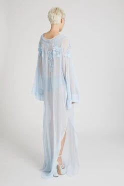ERMANNO SCERVINO Long Pure Silk Kaftan With Handmade Three-dimensional Floral Embroidery -Angelina Store D462Q730CSQYE 34200 03