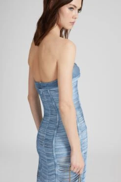 ERMANNO SCERVINO Silk Midi Bustier Dress With Crystals In Soutache Technique -Angelina Store D462Q736FDCTZGI S4217 05