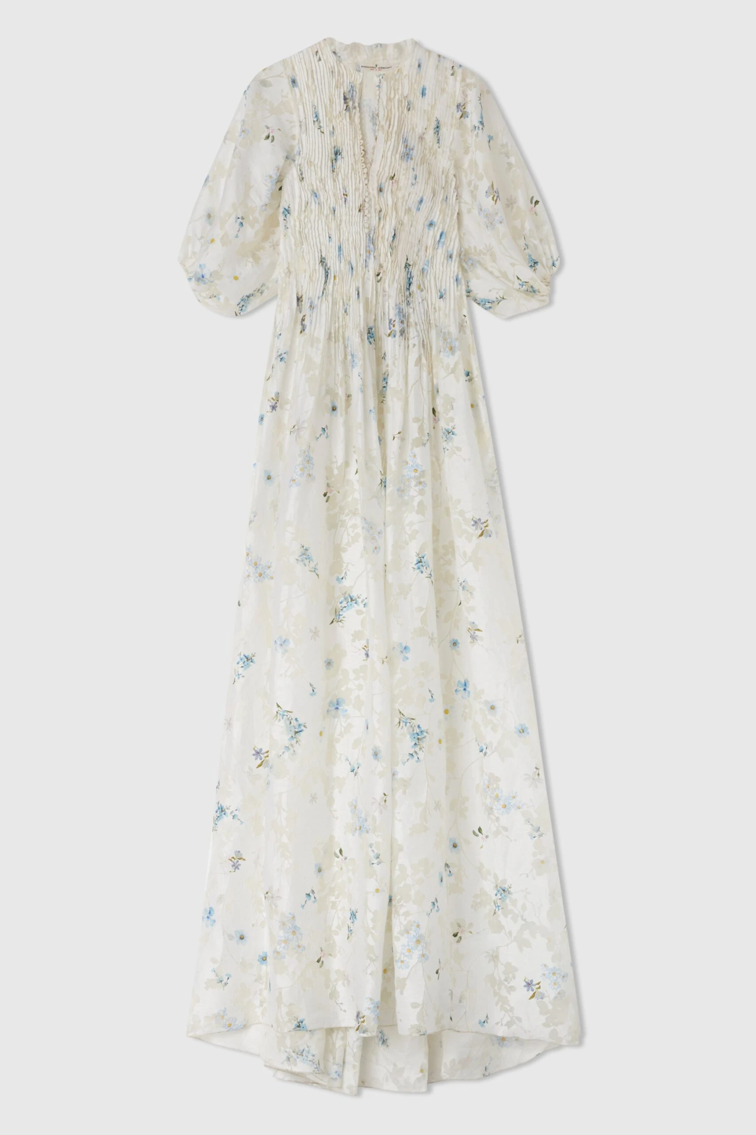 ERMANNO SCERVINO Soft Silk Blend Long Dress With Devore Technique And Micro Flower Print 3 ERMANNO SCERVINO Soft Silk Blend Long Dress With Devore Technique And Micro Flower Print