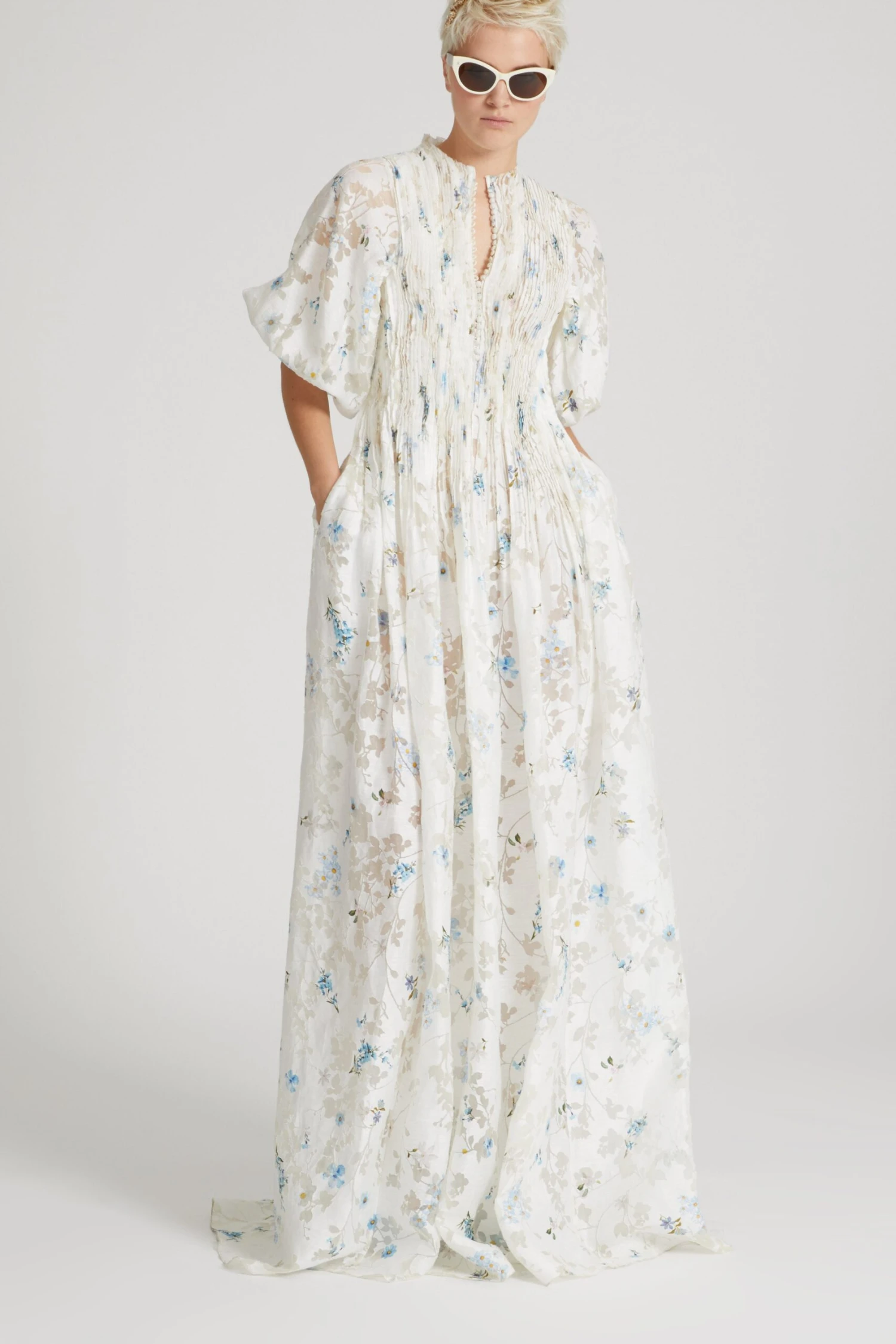 ERMANNO SCERVINO Soft Silk Blend Long Dress With Devore Technique And Micro Flower Print 4 ERMANNO SCERVINO Soft Silk Blend Long Dress With Devore Technique And Micro Flower Print - Image 2