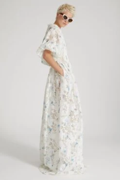 ERMANNO SCERVINO Soft Silk Blend Long Dress With Devore Technique And Micro Flower Print 10 ERMANNO SCERVINO Soft Silk Blend Long Dress With Devore Technique And Micro Flower Print -Angelina Store D462Q754UZF S4692 04