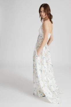 ERMANNO SCERVINO Silk Blend Long Dress With Fine Shoulder Straps And Devore Floral Motif With Micro Flower Print -Angelina Store D462Q779FDUZF S4692 04