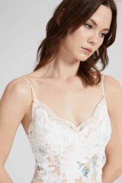 ERMANNO SCERVINO Silk Blend Long Dress With Fine Shoulder Straps And Devore Floral Motif With Micro Flower Print -Angelina Store D462Q779FDUZF S4692 05