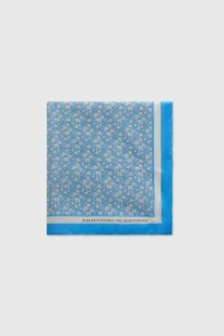 ERMANNO SCERVINO Pure Silk Scarf With Micro Flower Print On A Light Blue Background