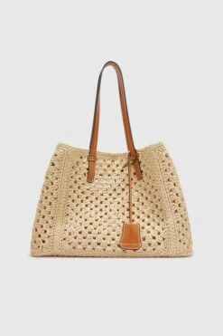ERMANNO SCERVINO Multicolor Rafia Shopping Bag With Hand-made Crochet Weave