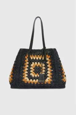 ERMANNO SCERVINO Shopping Bag In Natural Rafia With Hand-made Crochet Weave
