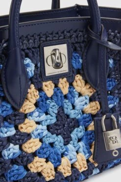 ERMANNO SCERVINO Mini Shopping Bag In Multicolor Rafia With Hand-made Crochet Weave -Angelina Store D463S352FMRDM B4623 04