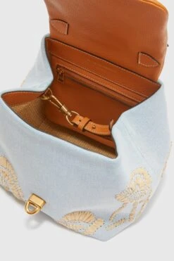 ERMANNO SCERVINO Mini Liza In Bleached Jeans With Hand-made Rafia Embroidery -Angelina Store D463S358RQNJ 64021 05