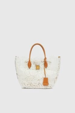 ERMANNO SCERVINO Maggie Medium In White Rafia Lace