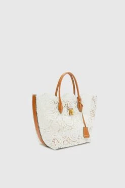 ERMANNO SCERVINO Maggie Medium In White Rafia Lace -Angelina Store D463S454PYV 14800 03