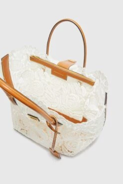 ERMANNO SCERVINO Maggie Medium In White Rafia Lace -Angelina Store D463S454PYV 14800 05