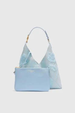 ERMANNO SCERVINO New Dudu In Light Blue Nuvolato Suede With Handmade Silk Chiffon Creponne Floral Embroidery -Angelina Store D463S703ROKR W4601 04 f89093a8 8c37 43f5 b407 8c0311c45274