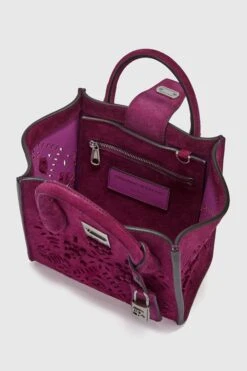 ERMANNO SCERVINO Mini Maggie In Magenta-coloured Crust Leather With Geometric Carvings With A Jour Effect Made And Finished By Hand -Angelina Store D463S752IDIW 92428 05