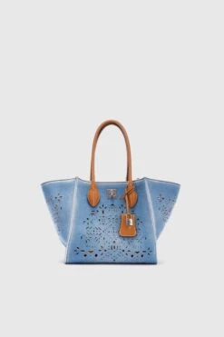 ERMANNO SCERVINO Medium Maggie In Denim With Handmade And Hand-finished Geometric Cut-out