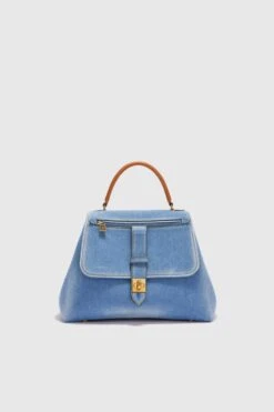 ERMANNO SCERVINO Medium Liza In Denim With Hammered Calfskin Details