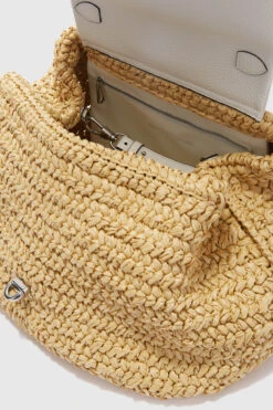 ERMANNO SCERVINO Medium Liza In Crocheted Rafia And Hammered Calfskin Details -Angelina Store D463S759FMRDM 30815 05