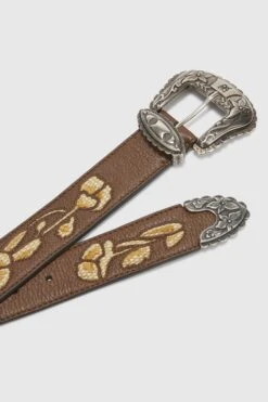 ERMANNO SCERVINO Brown Split Leather Belt With Hand-made Floral Motifs -Angelina Store D463T315RDIW 91230 03 fa7fb33d c9c9 4578 95e5 bff84d13ea39