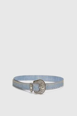 ERMANNO SCERVINO Marocain Jeans Print Belt With Micro Studs