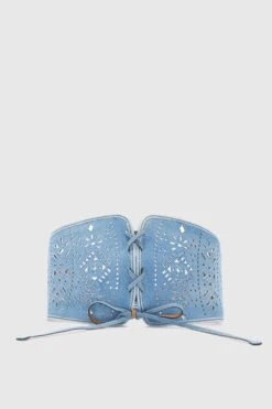 ERMANNO SCERVINO Denim Corset With Laces And Geometric Carving