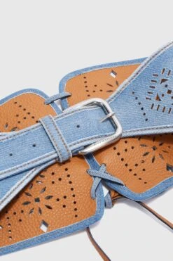 ERMANNO SCERVINO Denim Corset With Laces And Geometric Carving -Angelina Store D463T710ICNJ 94037 03