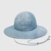 ERMANNO SCERVINO Wide-brimmed Hat In Marocain With Jeans Print And Adjustable Straps -Angelina Store D463V330EMY S4217 01