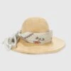 ERMANNO SCERVINO Viscose Rafia Broad-brimmed Hat With Geometric Print Silk Sash -Angelina Store D463V730RDM 30815 01 20 1