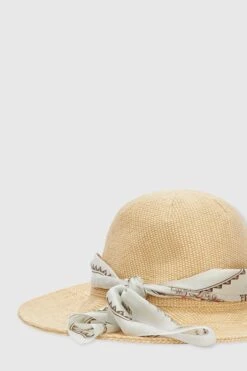 ERMANNO SCERVINO Viscose Rafia Broad-brimmed Hat With Geometric Print Silk Sash -Angelina Store D463V730RDM 30815 03 90939273 1275 48b3 b670 0f6bf6352c5c