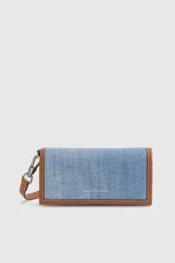 ERMANNO SCERVINO Wallet With Detachable Shoulder Strap In Marocain Jeans Print