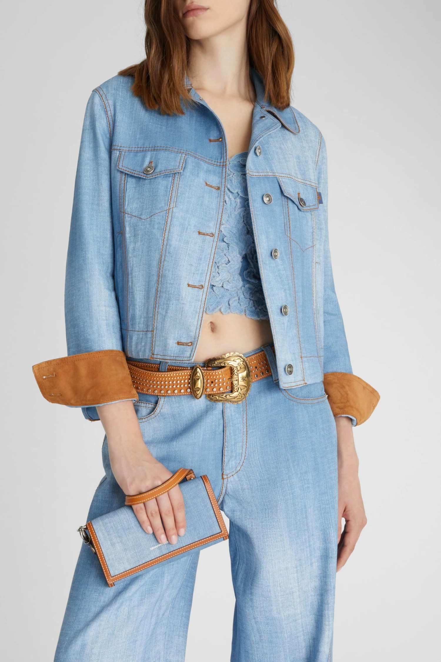 ERMANNO SCERVINO Wallet With Detachable Shoulder Strap In Marocain Jeans Print 4 ERMANNO SCERVINO Wallet With Detachable Shoulder Strap In Marocain Jeans Print - Image 2