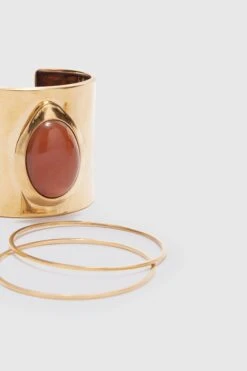 ERMANNO SCERVINO Rigid Band Bracelet With Semi-precious Brick-colored Hard Stone Cabouchon -Angelina Store D463X701ZYI GRBJAR 03 0863d8ee 7ef9 46c2 866b 783aec778c96