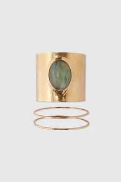 ERMANNO SCERVINO Rigid Band Bracelet With Semi-precious Light Green Hard Stone Cabouchon