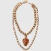 ERMANNO SCERVINO Necklace With Double Chain And Semi-precious Brick-colored Hard Stone -Angelina Store D463X702ZYI GRBJAR 01 1c2b8535 b0e9 4d16 a22a a1ae83baa447