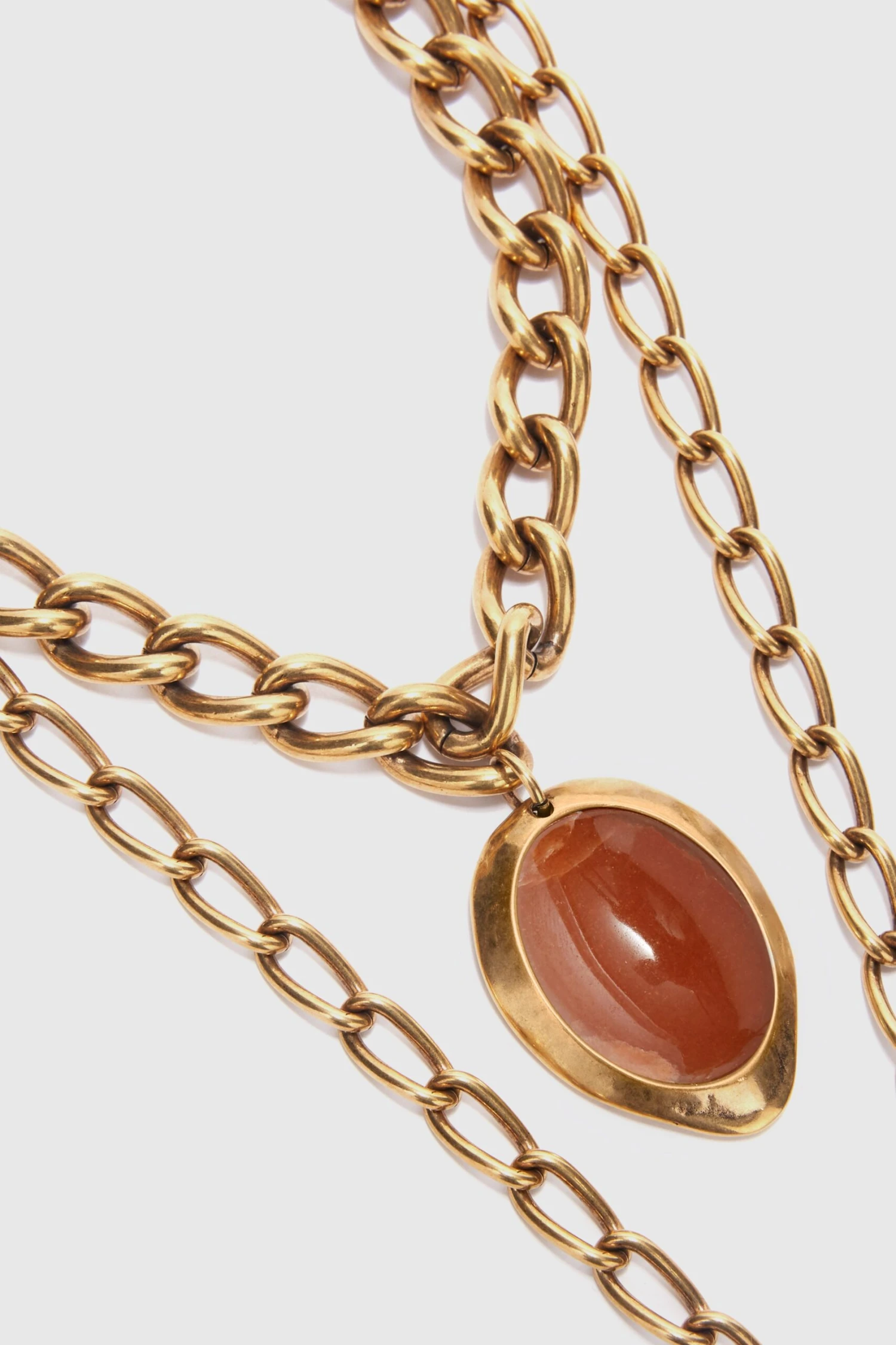 ERMANNO SCERVINO Necklace With Double Chain And Semi-precious Brick-colored Hard Stone 5 ERMANNO SCERVINO Necklace With Double Chain And Semi-precious Brick-colored Hard Stone - Image 3