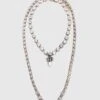 ERMANNO SCERVINO Multi-strand Necklace With Silver Crystals And Central Pearl 2 ERMANNO SCERVINO Multi-strand Necklace With Silver Crystals And Central Pearl -Angelina Store D463X800SQX PAINCR 01