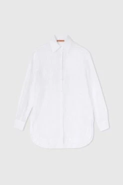 ERMANNO SCERVINO Shirt In Ramie With Tone-on-tone Handmade Floral Embroidery