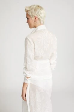 ERMANNO SCERVINO Shirt In Ramie With Tone-on-tone Handmade Floral Embroidery -Angelina Store D464K607FWF 10602 05 114f4ca6 88c7 4bbb 8eda cbdb078629c6